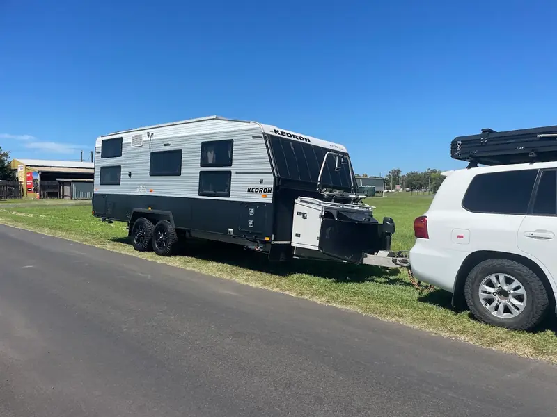 Kedron XC5 caravan hitched to Grant's LandCruiser